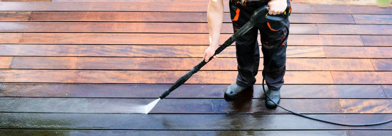 Cleaning a wooden deck